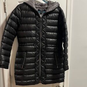 Kenneth Cole Black Quilted Packable Hooded Puffer Coat